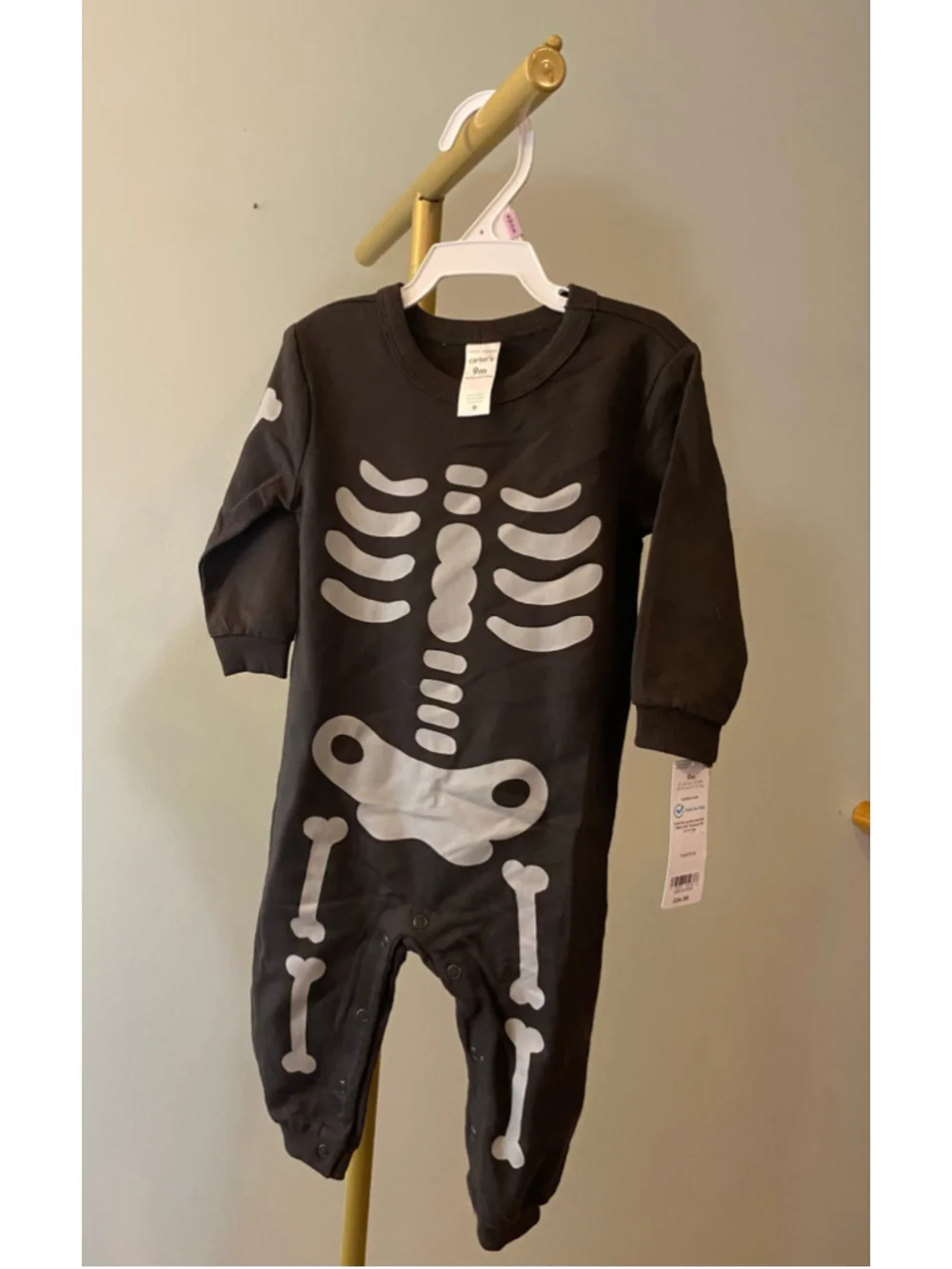 Baby Carter's Skeleton Bodysuit 9 Months Black and White NWT